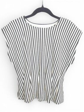 Glam Lg Black and White Striped Blouse